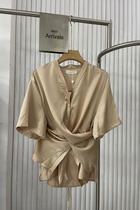 MATINEE Satin Tie Wrap Button Down Shirts